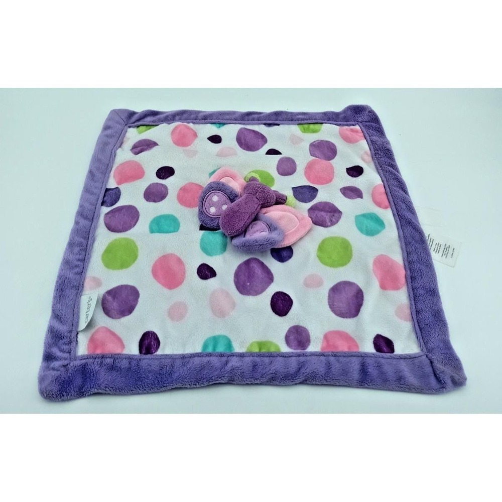Carter's‎ Butterfly Lovey Security Blanket Purple Pink Green White Polka Dots